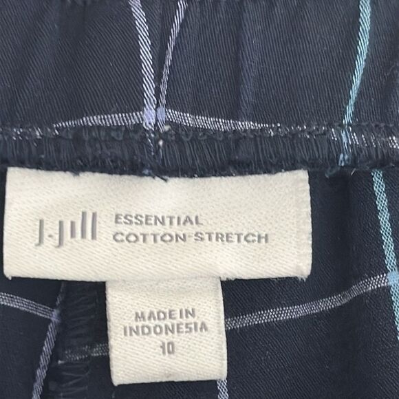 J Jill Pants Size 10 Blue Windowpane Plaid Essential Cotton Stretch Pull On - Picture 9 of 11